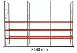 META Rayonnage à palettes MULTIPAL pour 24 palettes, largeur 8440 mm, 4 niveaux de stockage