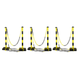 Kit de 6 poteaux PVC + 12 m de chaine jaune/noir