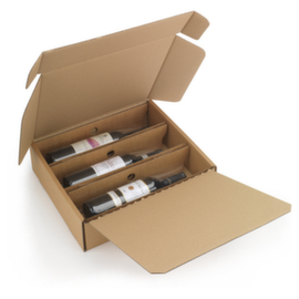 Boîte avec calage carton et film intégré pour 3 bouteilles
