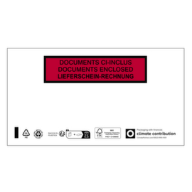 1000 Pochettes porte-documents imprimées "Documents ci-inclus - Documents enclosed - Lieferschein - Rechnung"