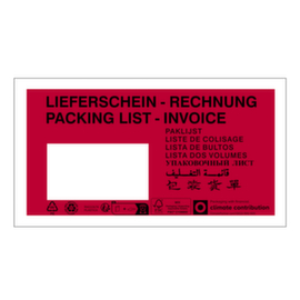 1000 Pochettes porte-documents imprimées "Lieferschein - Rechnung - Packing list - Invoice"