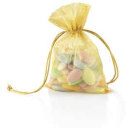 Boite 25 pochons organdi 9x9 cm or