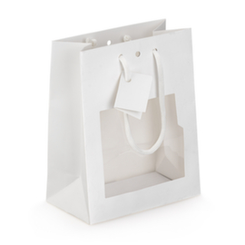 10 sacs blancs vitrine avec fenêtre latéral