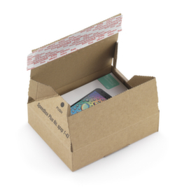 Boîte postale à fond automatique avec soufflets latéraux et fermeture adhésive