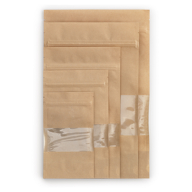 250 sachets kraft avec fenêtre transparente