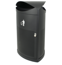 Poubelle avec toit de protection, 60 l, noir