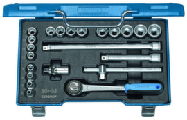 30 HMU-3 Dopsleutelset 3/8" 22-delig zeskant 6-22 mm