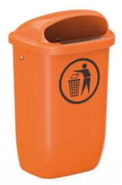 UDOB&Auml;R Afvalbak voor Citymate buiten, 50 l, voor montage tegen wand of paal, oranje