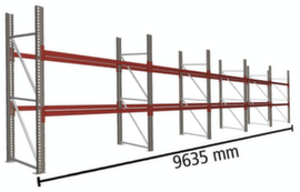META Palletstelling MULTIPAL voor 30 pallets, 9635 mm breed, 2 opslagniveaus