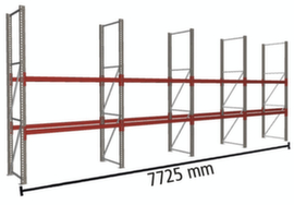 META Palletstelling MULTIPAL voor 24 pallets, 7725 mm breed, 3 opslagniveaus