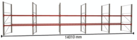 META Palletstelling MULTIPAL voor 45 pallets, 14010 mm breed, 3 opslagniveaus