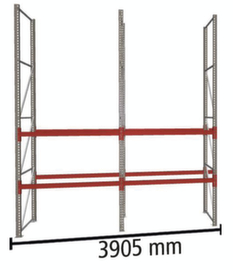 META Palletstelling MULTIPAL voor 12 pallets, 3905 mm breed, 3 opslagniveaus