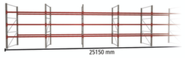 META Palletstelling MULTIPAL voor 108 pallets, 25150 mm breed, 4 opslagniveaus