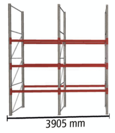 META Palletstelling MULTIPAL voor 16 pallets, 3905 mm breed, 4 opslagniveaus