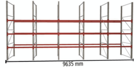META Palletstelling MULTIPAL voor 40 pallets, 9635 mm breed, 4 opslagniveaus