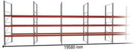 META Palletstelling MULTIPAL voor 84 pallets, 19580 mm breed, 4 opslagniveaus