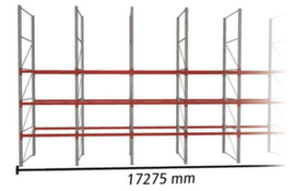 META Palletstelling MULTIPAL voor 72 pallets, 17275 mm breed, 4 opslagniveaus