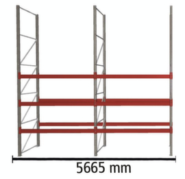 META Palletstelling MULTIPAL voor 24 pallets, 5665 mm breed, 4 opslagniveaus