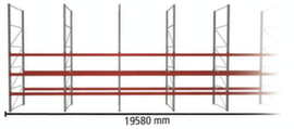META Palletstelling MULTIPAL voor 84 pallets, 19580 mm breed, 4 opslagniveaus