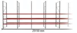 META Palletstelling MULTIPAL voor 108 pallets, 25150 mm breed, 4 opslagniveaus