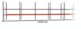 META Palletstelling MULTIPAL voor 48 pallets, 22365 mm breed, 3 opslagniveaus