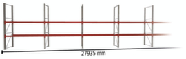META Palletstelling MULTIPAL voor 60 pallets, 27935 mm breed, 3 opslagniveaus