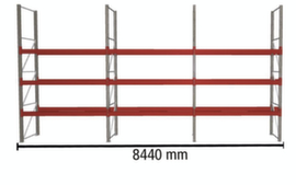 META Palletstelling MULTIPAL voor 24 pallets, 8440 mm breed, 4 opslagniveaus