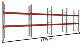 META Palletstelling MULTIPAL voor 12 pallets, 7725 mm breed, 3 opslagniveaus