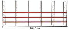 META Palletstelling MULTIPAL voor 40 pallets, 14010 mm breed, 4 opslagniveaus