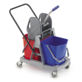 Schoonmaakwagen met 2 emmers en ergonomische dweilpers