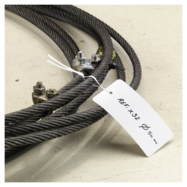 Wit industrieel HDPE-etiket met witte polytwistdraad 110x55mm