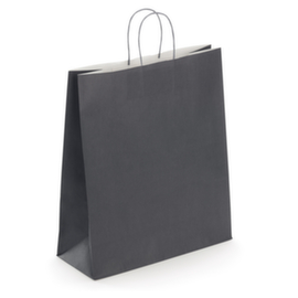 Draagtas van gekleurd effen kraftpapier met gevlochten handvatten - 35x14x40cm - grijs