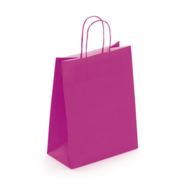 Draagtas van gekleurd effen kraftpapier met gevlochten handvatten - 23x12x30cm - indisch roze