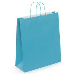 Draagtas van gekleurd effen kraftpapier met gevlochten handvatten - 35x14x40cm - turkoois