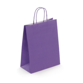 Draagtas van gekleurd effen kraftpapier met gevlochten handvatten - 23x12x30cm - pruim