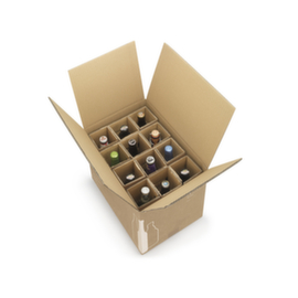 Flesverpakking met versterkte vakverdeling 25 tot 50 cl 37 x 26,2 x 29,2 cm