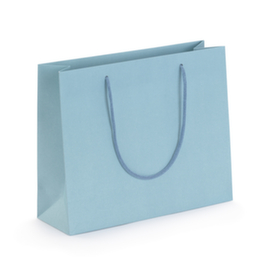 Draagtas van mat kraftpapier lichtblauw 30 x 25 x 10 cm