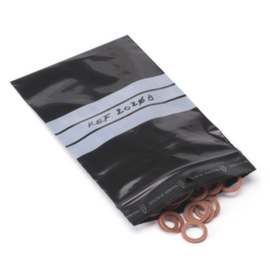 Ondoorzichtig zwart gripzakje met schrijfstroken 50% gerecycled Raja - 12x18cm